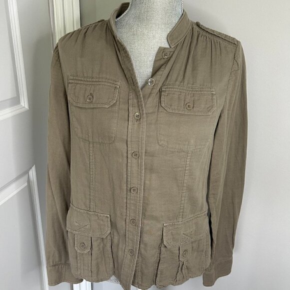 Banana Republic Army Green Women's Button Down Shirt/Jacket Size M EUC - Picture 1 of 3